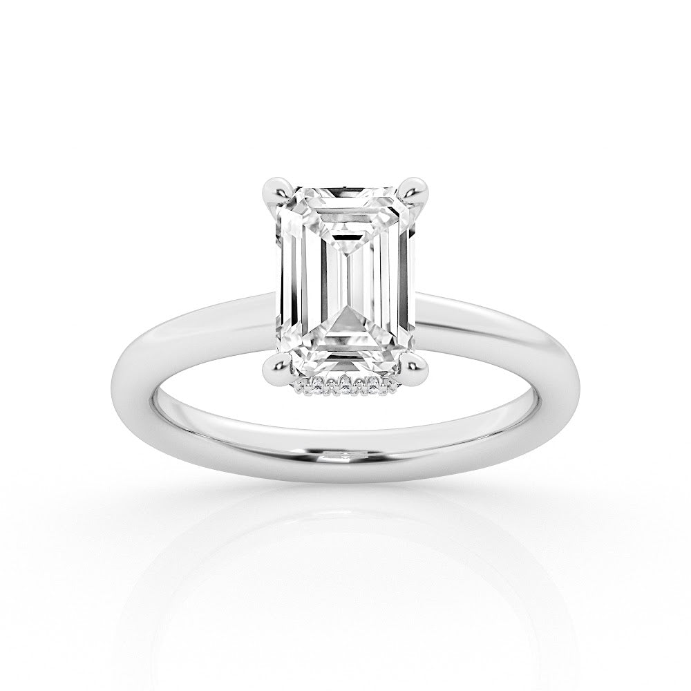 Solitaire Hidden Halo Engagement Ring - Image 2