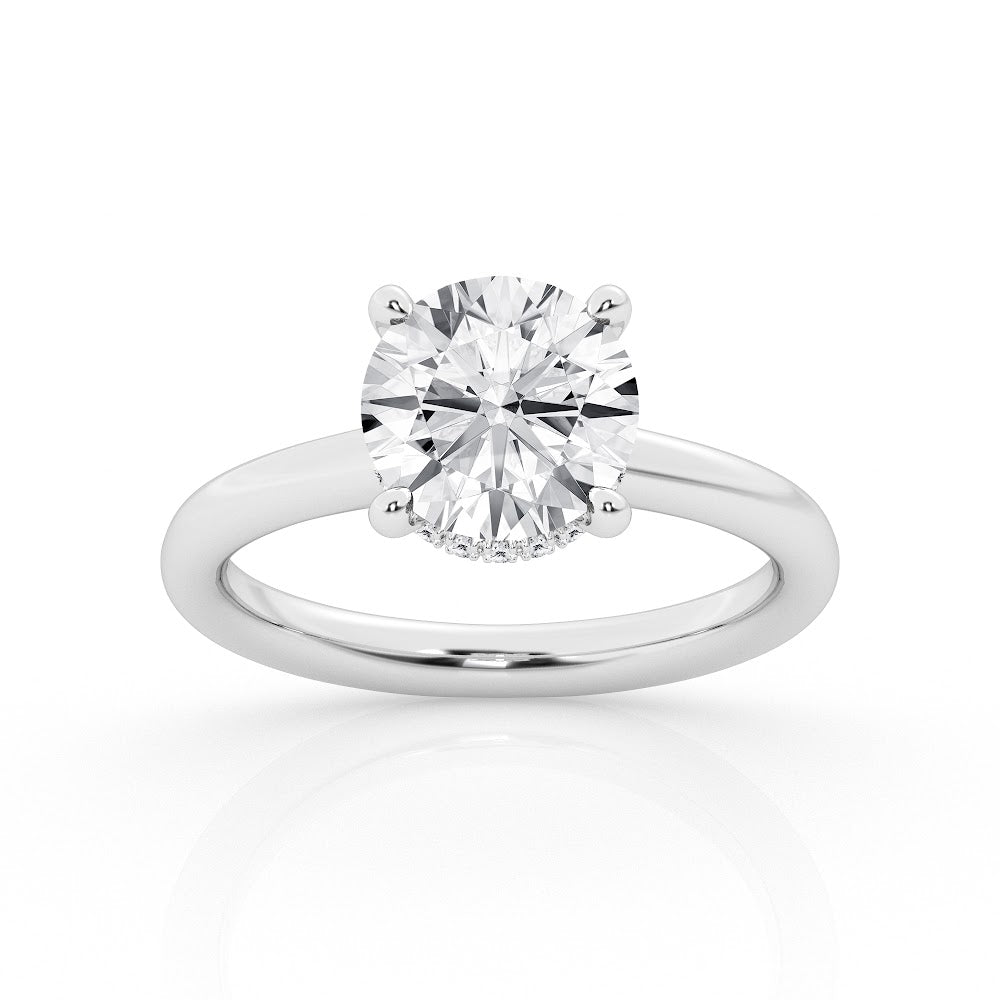 Solitaire Hidden Halo Engagement Ring - Image 3
