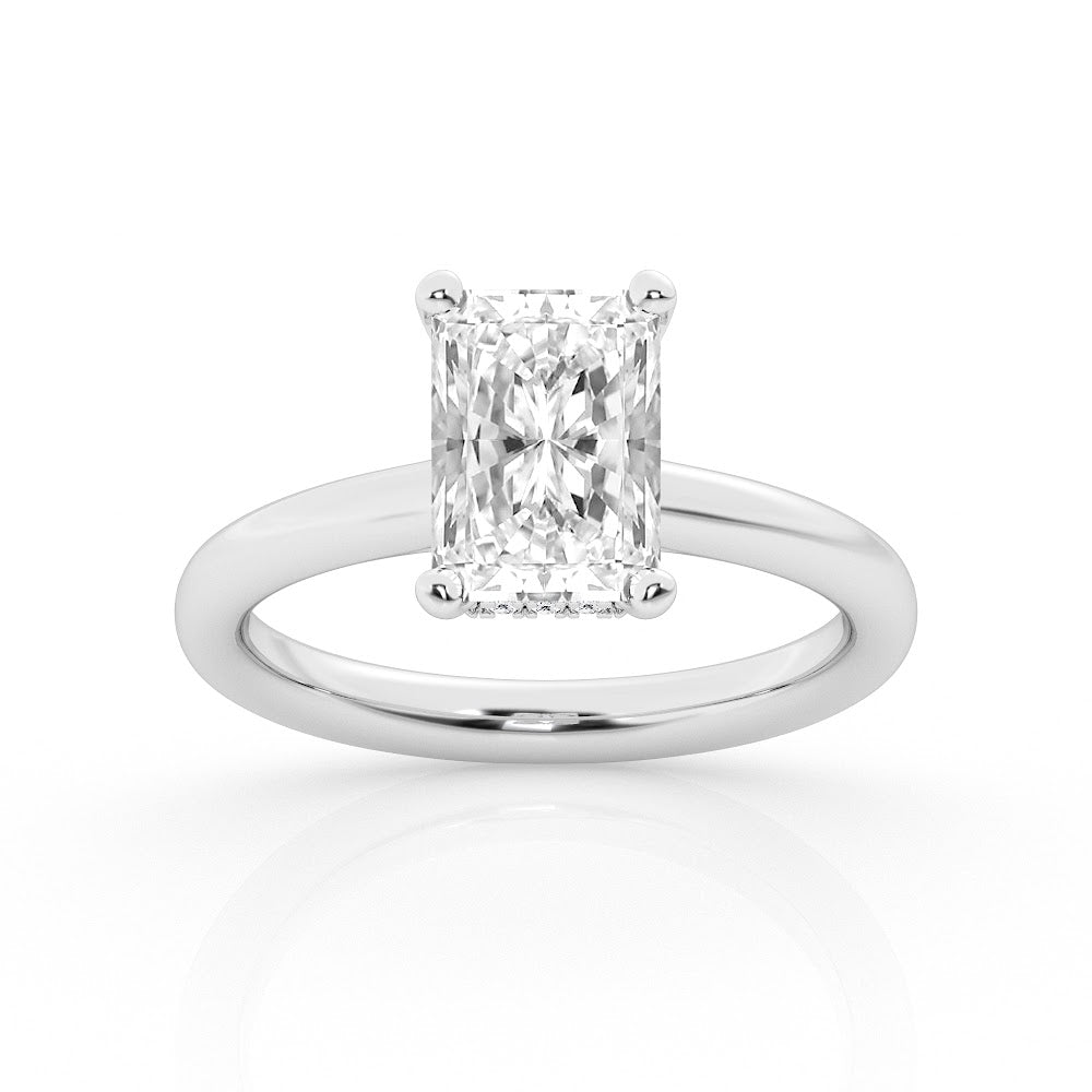 Solitaire Hidden Halo Engagement Ring - Image 1