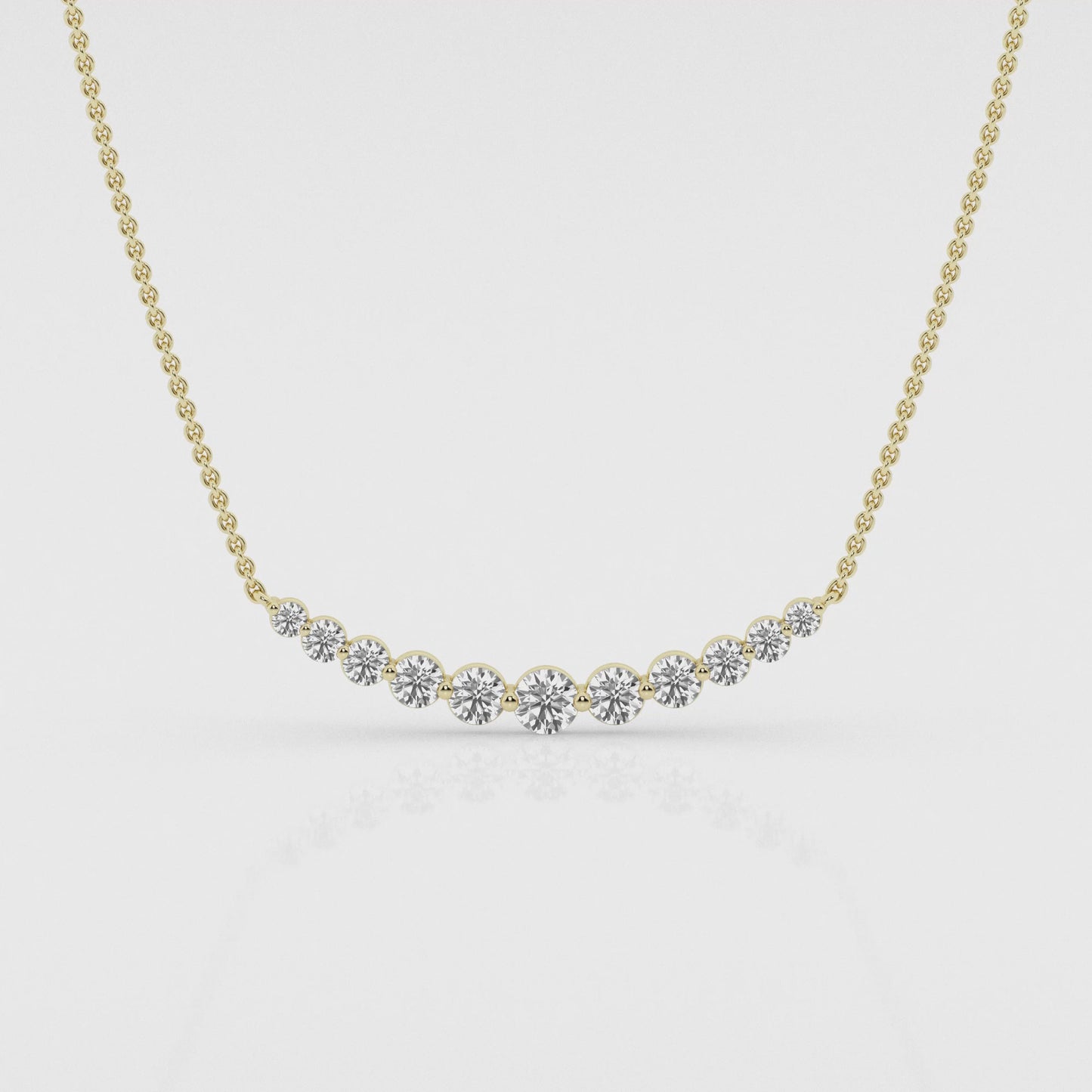 D9 14k Gold Lab Diamond Round 1.0 cttw Thirteen Stone Demi Eternity Fashion Necklace Pendant