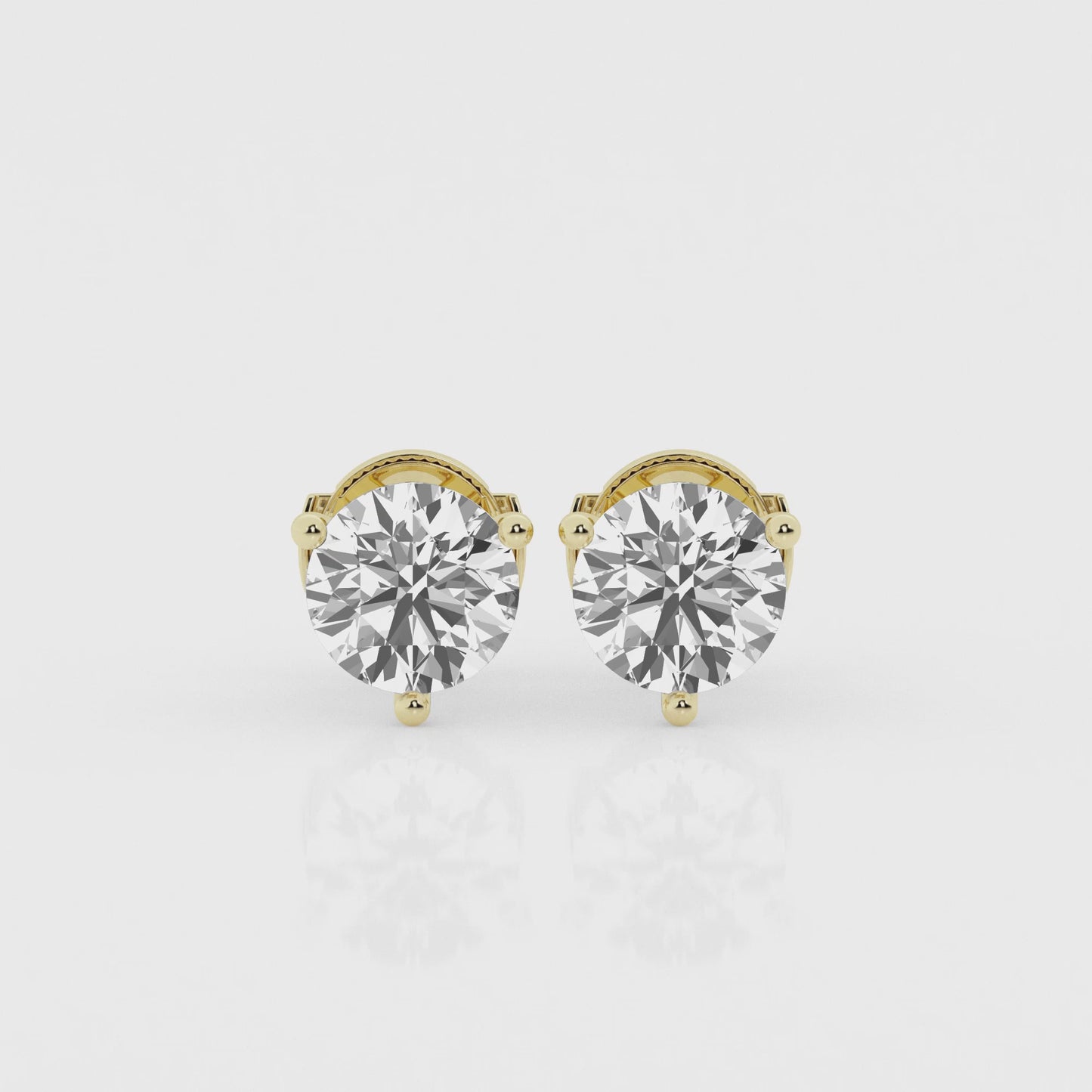 D9 14k Solid Gold Lab Diamond Earring Studs 3 prong