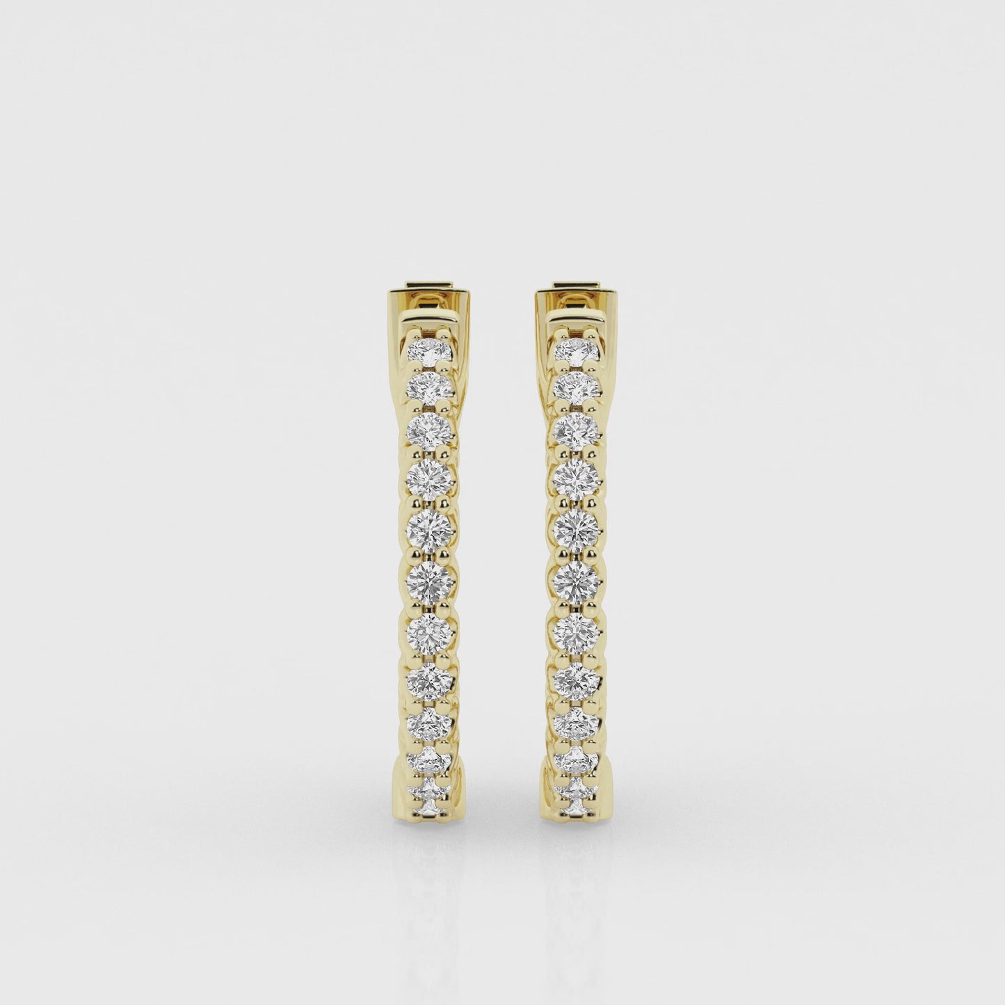 D9 14K Gold Lab Diamond Round Cut Inside Out Hoop Earrings